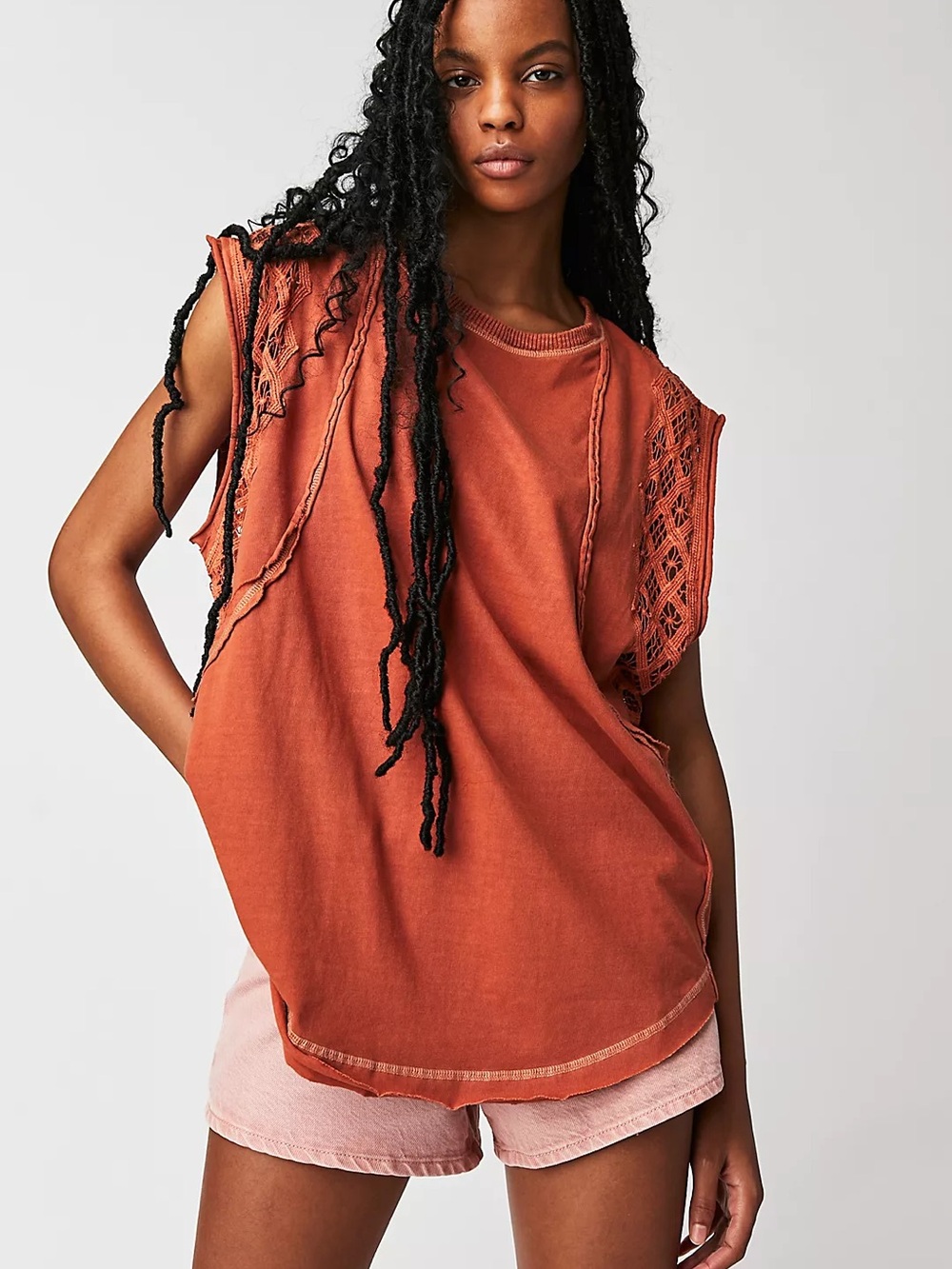 NWOT Free People Table for Two Bronze with Crochet-Sleeve